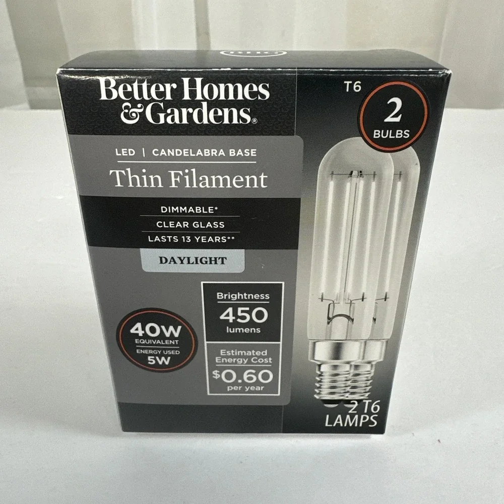 Better Homes & Gardens T6 LED Light Bulbs , 4 Watts (40W Equivalent) 2pk New‎